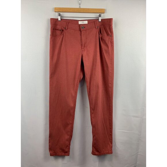 Brax Mens Cooper Fancy Regular Fit Red Pants - Picture 1 of 8